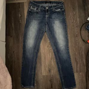 Dark wash straight/skinny jeans